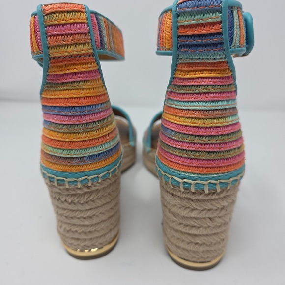 Franco Sarto Womens Rainbow Espadrille Wedge‎ Sandals Ankle Strap New - Picture 3 of 8